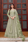 Mint Green Embroidered Net Anarkali Suit with Dupatta – Elegant Partywear SN
