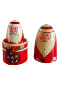 Handcrafted Channapatna Santa Nesting Dolls – Set of 4 Wooden Christmas Figurines INDIGO ETHNICS