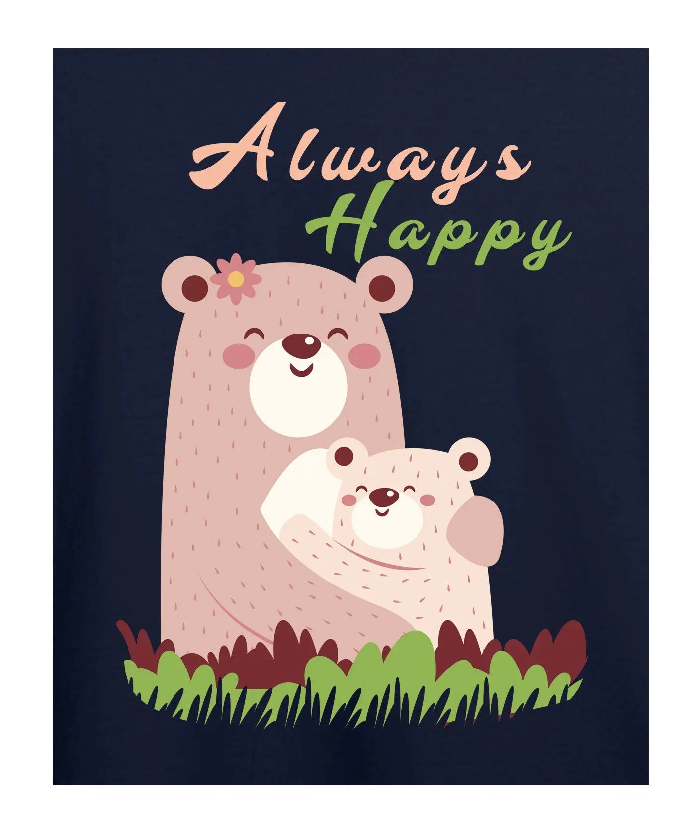 "Always Happy" - Kids Unisex T-Shirt – Premium Round Neck - Navy Blue - 100% Cotton Offbeat
