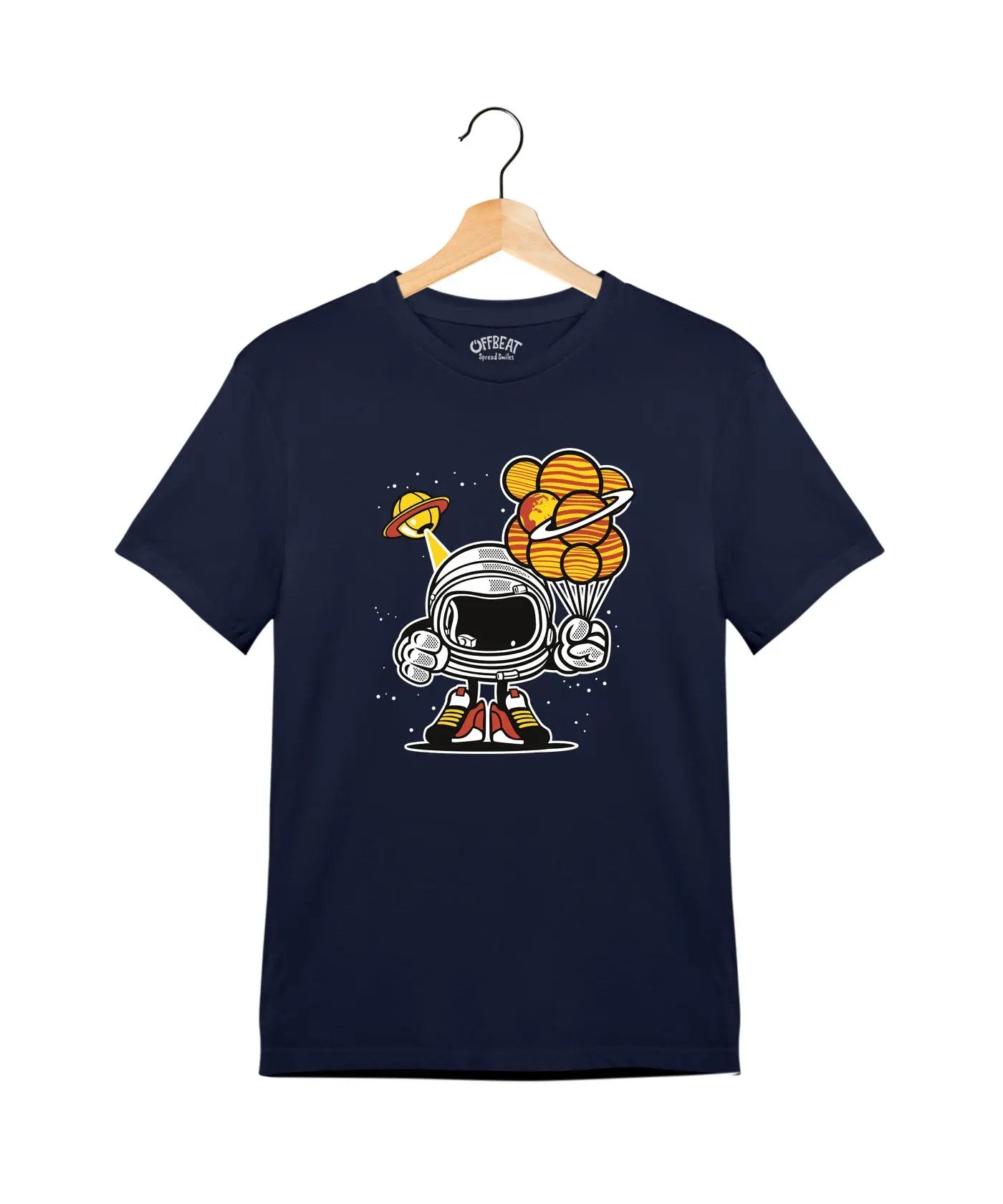 "Astronaut" - Juniors Unisex T-Shirt – Premium Round Neck - Navy Blue - 100% Cotton Offbeat