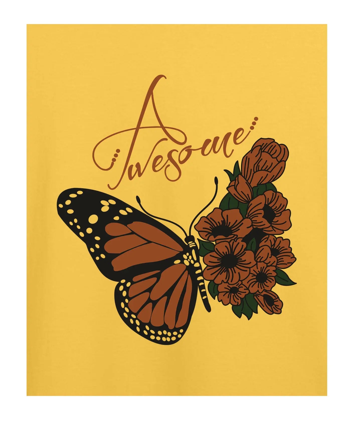 "Awesome" - Juniors Unisex T-Shirt – Premium Round Neck - Minion Yellow - 100% Cotton Offbeat