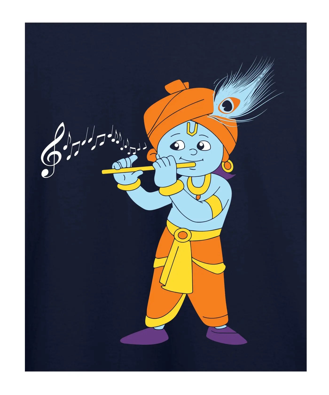"Bal Krishna" - Kids Unisex T-Shirt – Premium Round Neck - Navy Blue- 100% Cotton Offbeat