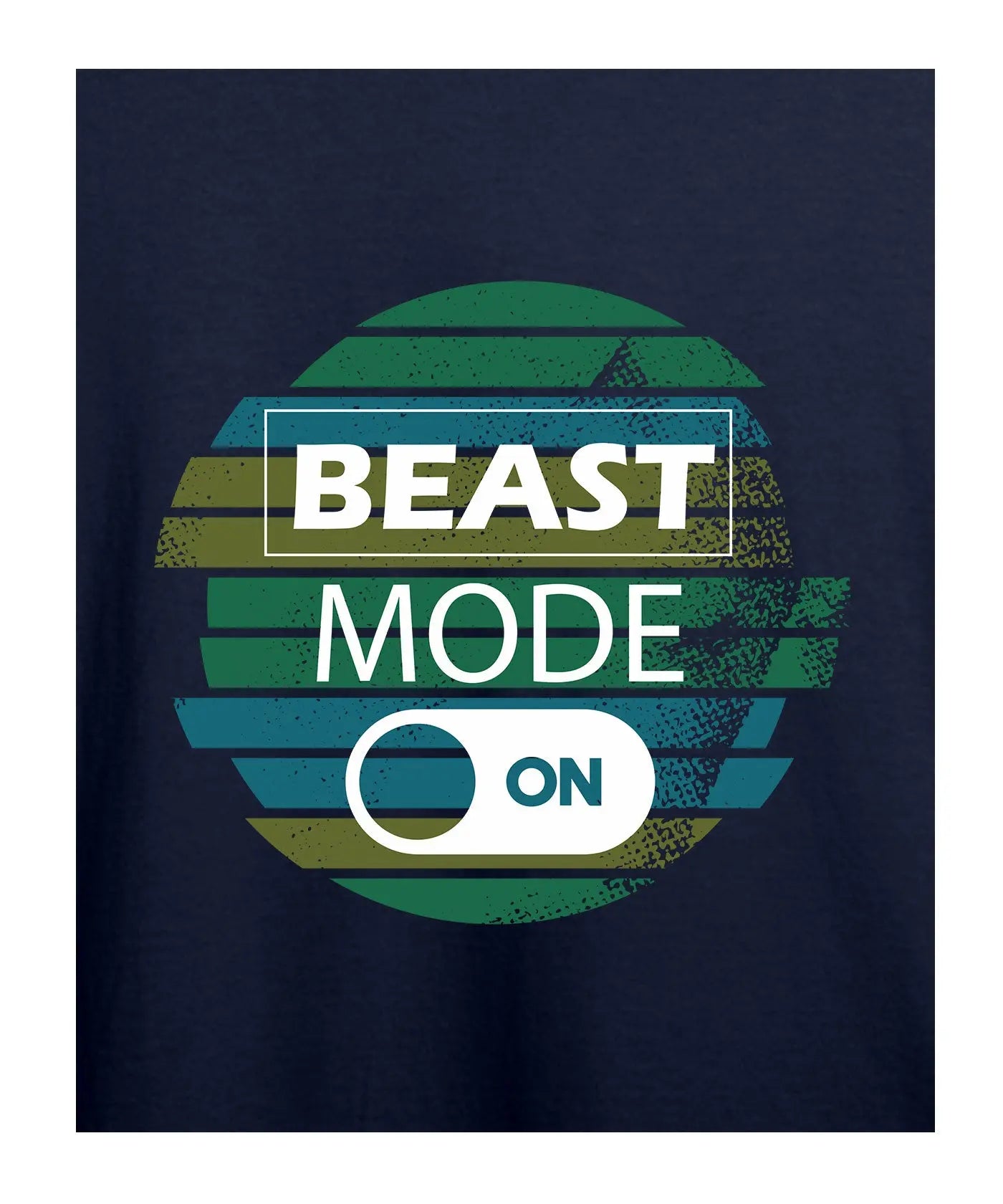 "Beast Mode – ON" Printed T-Shirt – Premium Round Neck - Navy Blue - 100% Cotton Offbeat