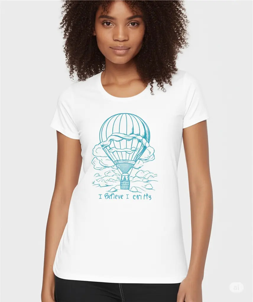 Believe & Fly - Women Graphic T-Shirt – 100% Cotton - Electric Blue & White Variants Offbeat