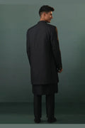Black Indo-Western Sherwani with Gold Buttons RTI