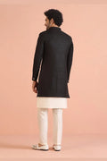 Black & Cream Indo-Western Sherwani with Gold Buttons RTI