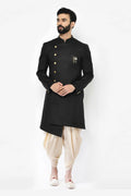 Black & Cream Indo-Western Sherwani with Gold Buttons RTI
