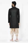 Black & Cream Indo-Western Sherwani with Gold Buttons RTI