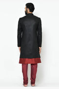 Black & Maroon Indo-Western Sherwani with Gold Buttons RTI