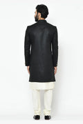 Black & White Indo-Western Sherwani with Gold Buttons RTI
