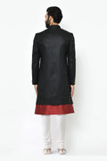 Black & White Indo-Western Sherwani with Gold Buttons RTI