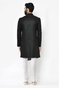 Black & White Indo-Western Sherwani with Gold Buttons RTI