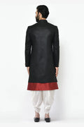 Black & White Indo-Western Sherwani with Gold Buttons RTI