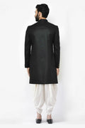 Black & White Indo-Western Sherwani with Gold Buttons RTI