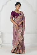Bloom in Style:  Mauve with Vibrant Thread Work & Floral Motifs KSR