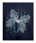Butterfly - Women’s T-Shirt –  Premium Round Neck - Navy Blue - 100% Cotton Offbeat