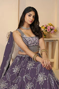 Celebrate in Style: Purple Zari & Sequin Work Lehenga for Haldi Ceremonies KSR