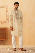 Cream Embroidered Designer Kurta Pajama Set - Traditional Wear VA
