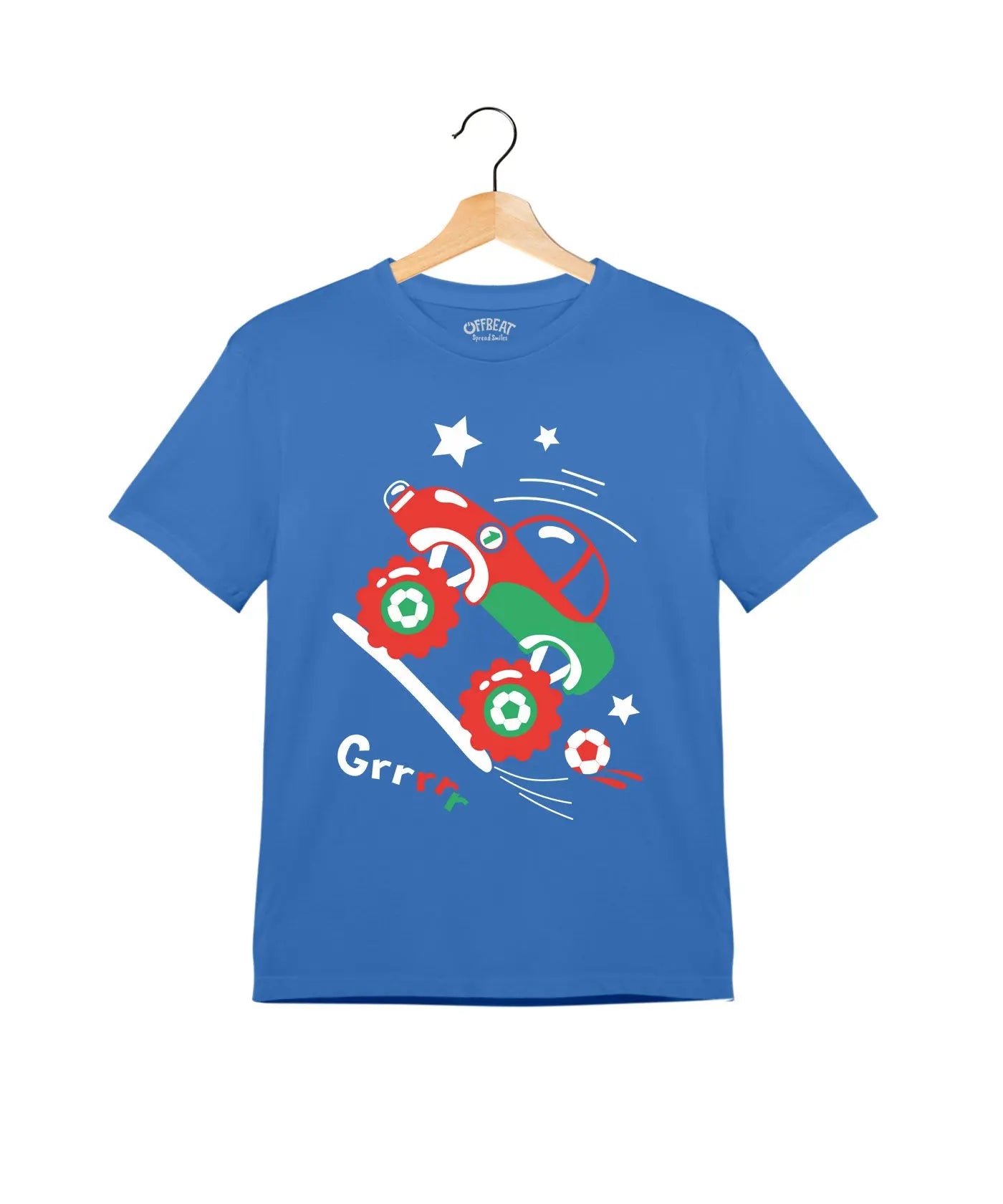 "Dirt Racing" - Kids Unisex T-Shirt – Premium Round Neck - Electric Blue - 100% Cotton Offbeat