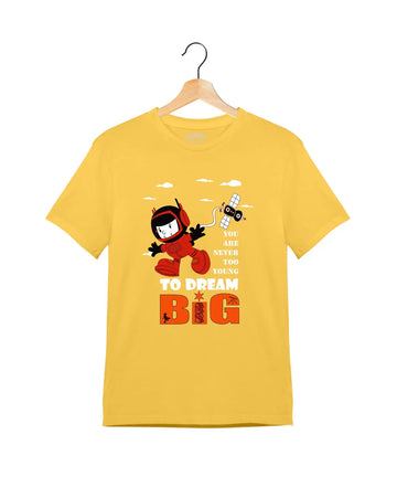 "Dream Big" - Juniors Unisex T-Shirt –  Premium Round Neck - Minion Yellow - 100% Cotton Offbeat
