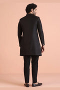 Elegant Black Indo-Western Sherwani with Gold Buttons RTI
