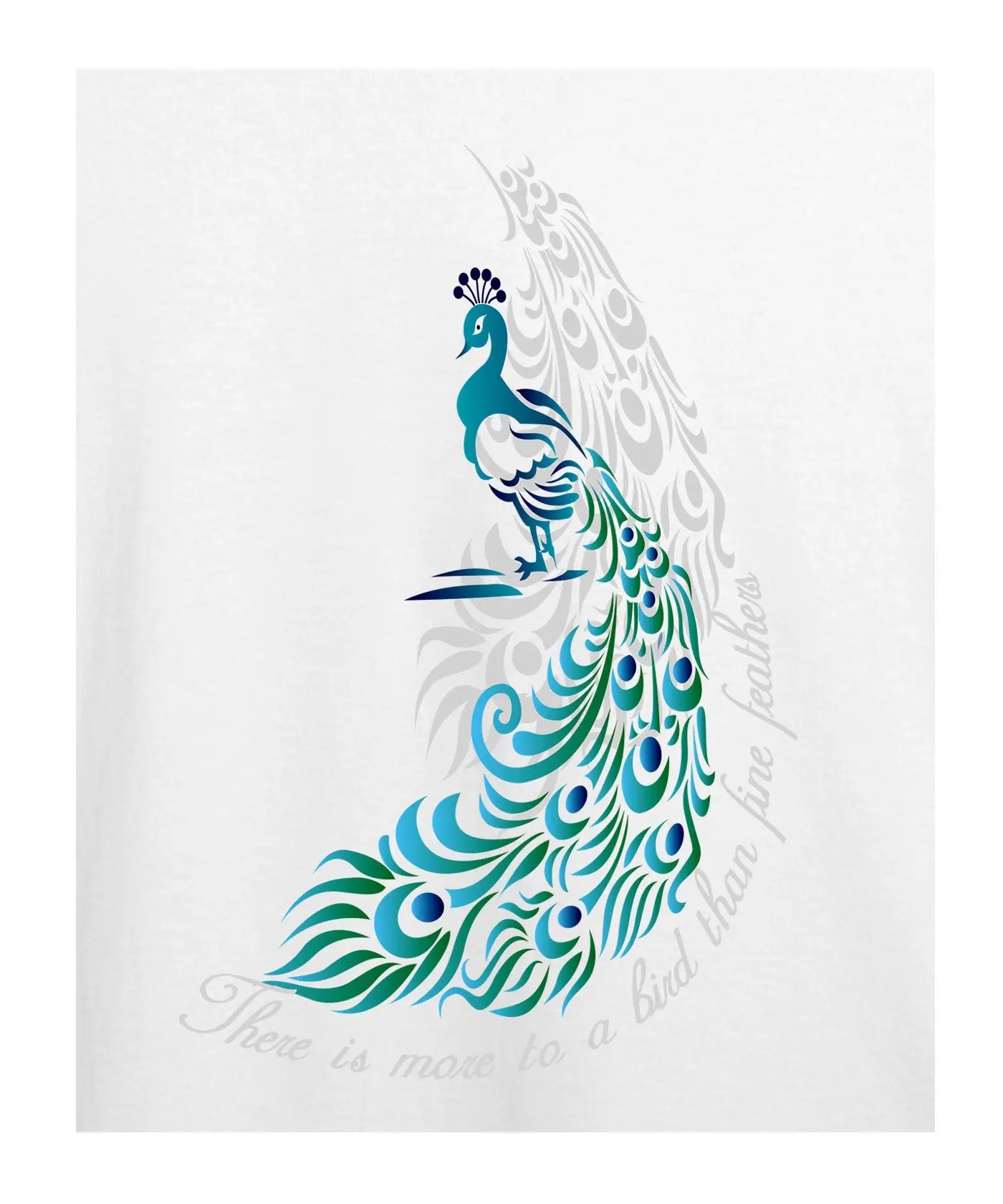 Elegant Peacock Feather Artistic Print - Women’s T-Shirt – White - 100% Cotton Offbeat