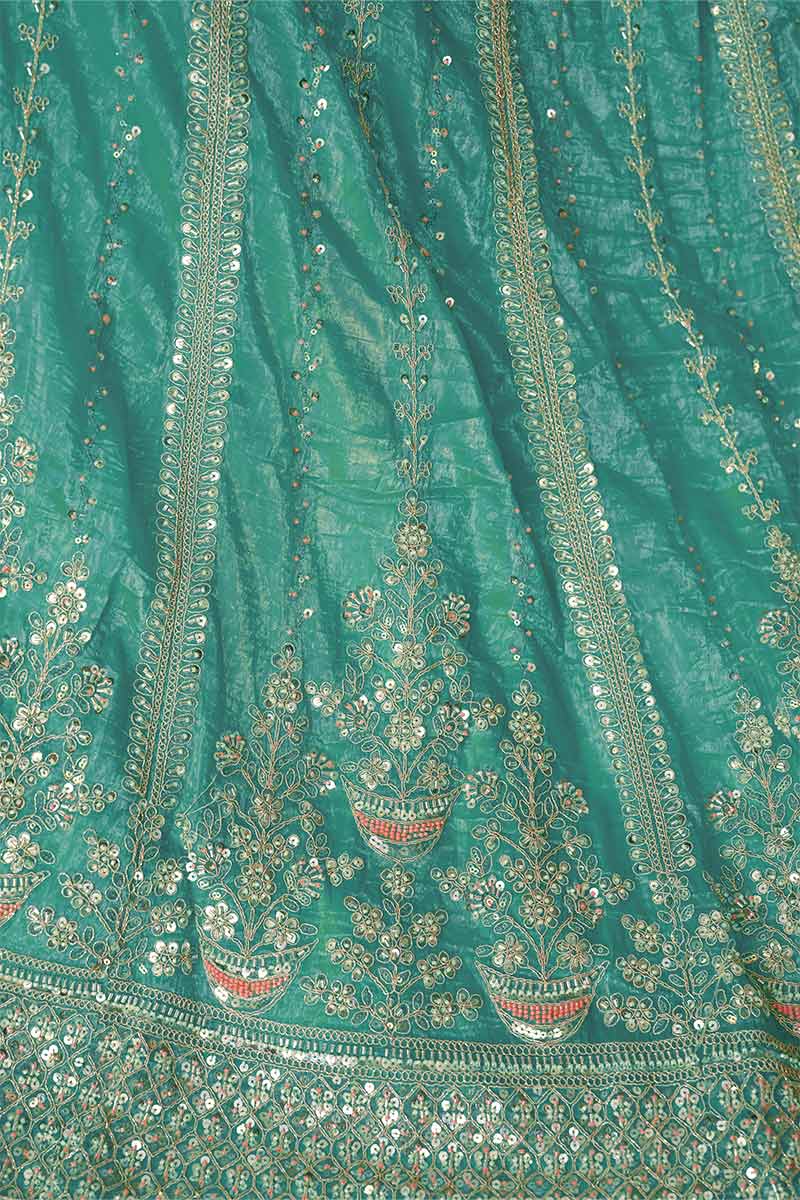 Elegant Sky Blue Silk Wedding Lehenga with Intricate Paisley Embroidery KSR