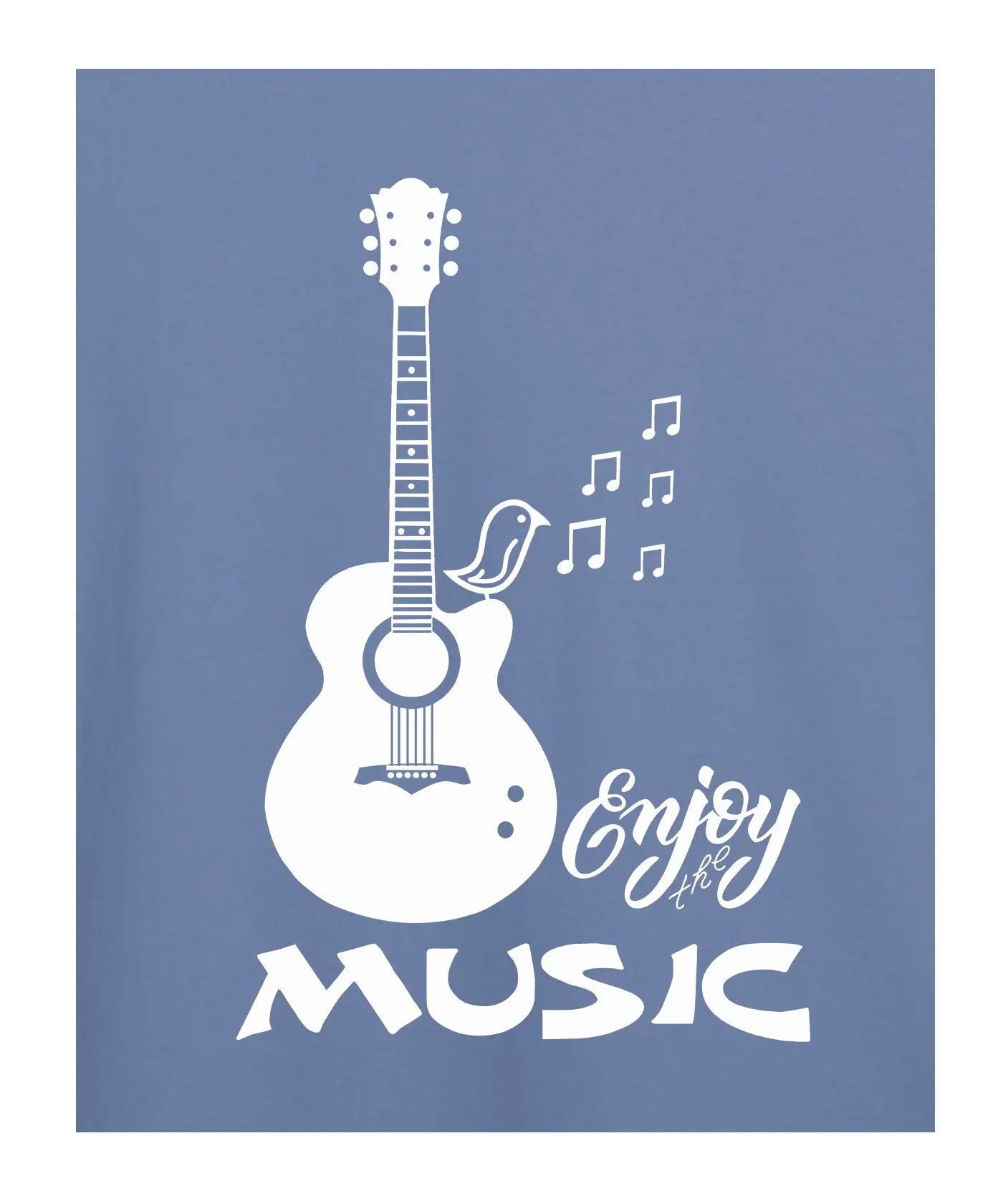 "Enjoy Music" - Juniors Unisex T-Shirt – Premium Round Neck - Pigeon Blue - 100% Cotton Offbeat