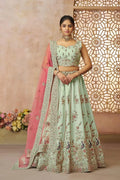 Exquisite Green Zari Woven Silk Lehenga Choli with Dupatta – Ideal for Weddings KSR