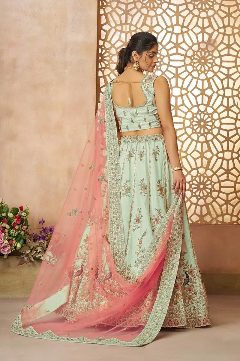 Exquisite Green Zari Woven Silk Lehenga Choli with Dupatta – Ideal for Weddings KSR