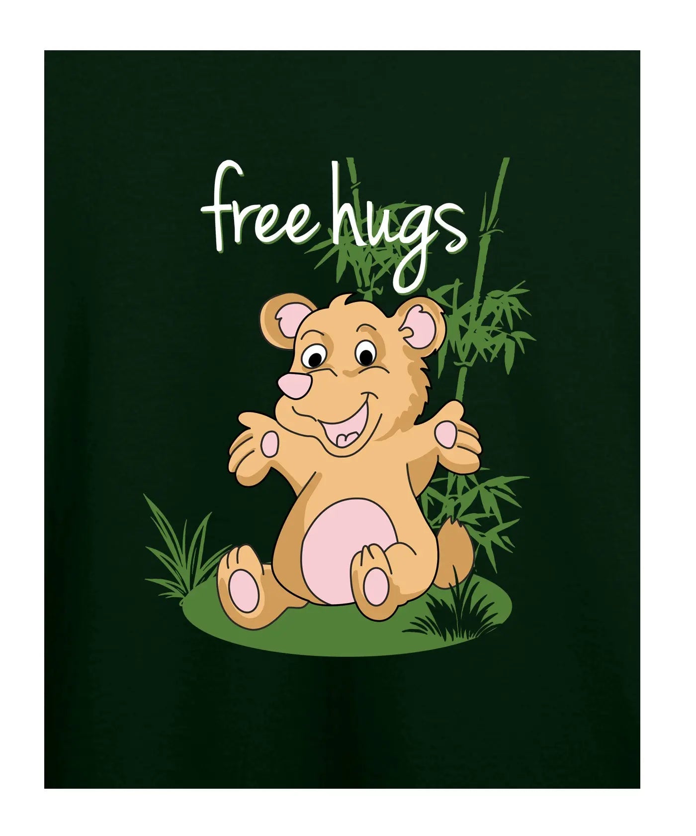 "Free Hugs" - Kids Unisex T-Shirt – Premium Round Neck - Bottle Green - 100% Cotton Offbeat