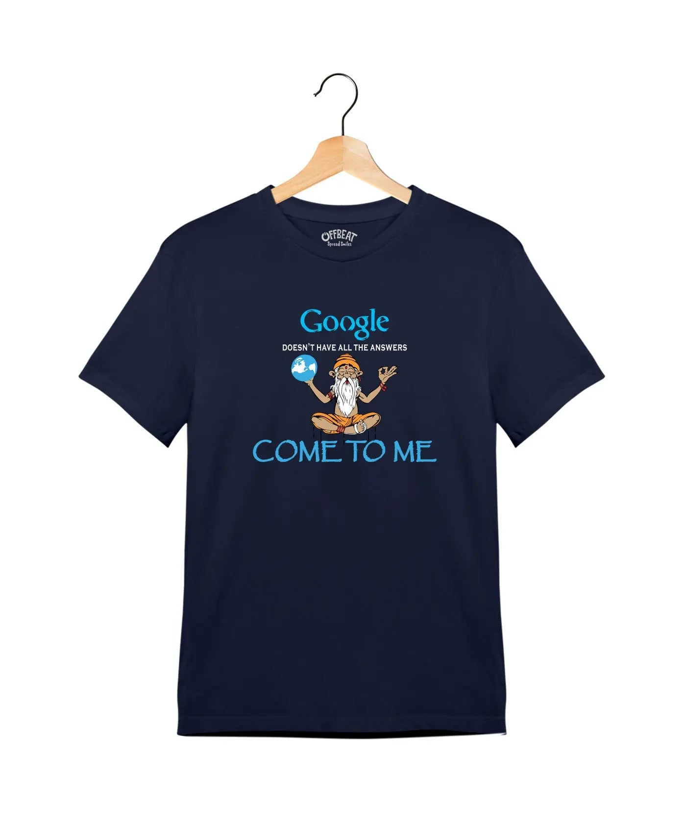 "Google Answers" - Juniors Unisex T-Shirt – Premium Round Neck - Navy Blue - 100% Cotton Offbeat