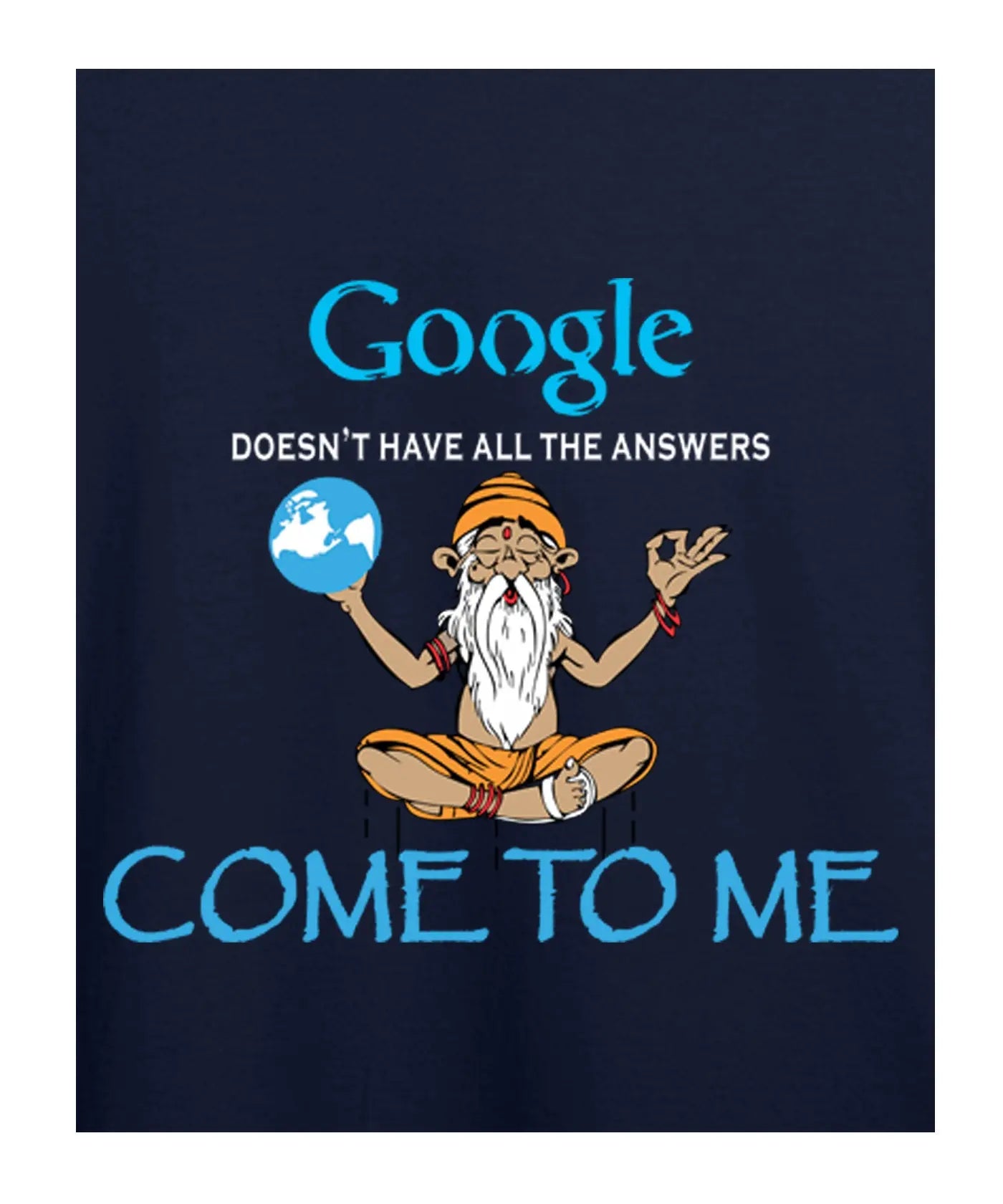 "Google Answers" - Juniors Unisex T-Shirt – Premium Round Neck - Navy Blue - 100% Cotton Offbeat