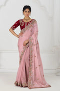 Graceful Pink Zari and Sequins on Rich Fendi Silk Saree KSR