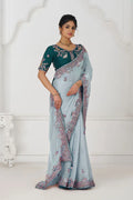 Graceful grey in Rich Silk Fendi Saree with Zari and Sparkling Sequins KSR