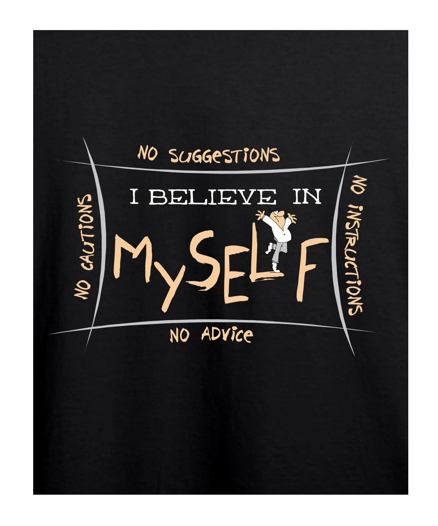 "I Believe in Myself" Printed T-Shirt – Premium Round Neck - Black - 100% Cotton Offbeat