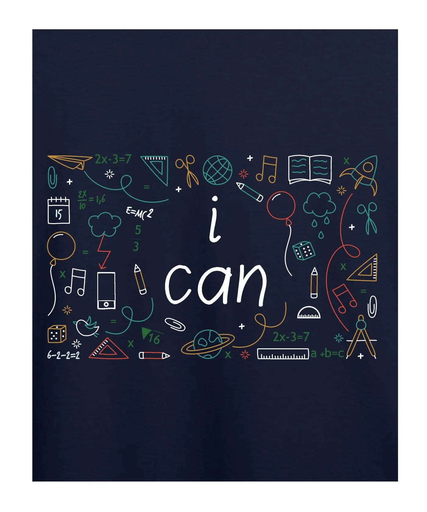 "I Can" - Kids Unisex T-Shirt – Premium Round Neck - Navy Blue - 100% Cotton Offbeat