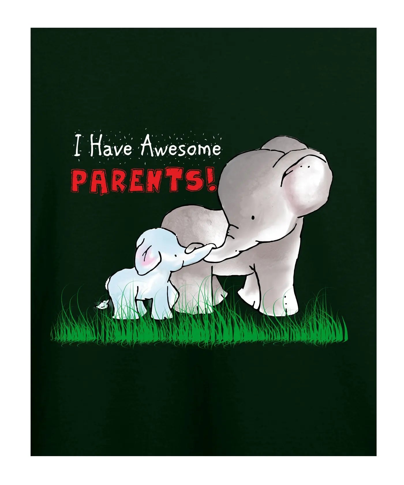 "I Have Awesome Parents" - Kids Unisex T-Shirt – Premium Round Neck - Bottle Green - 100% Cotton Offbeat