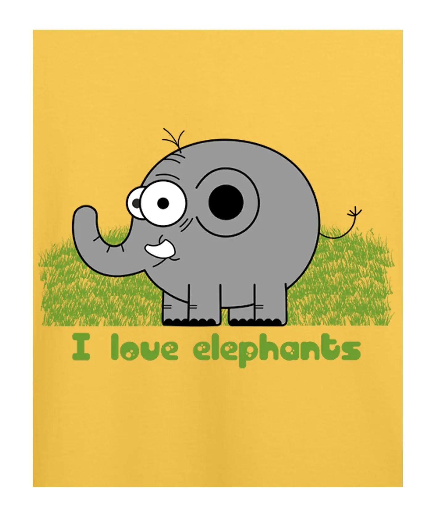 "I Love Elephant" - Kids Unisex T-Shirt – Premium Round Neck - Minion Yellow - 100% Cotton Offbeat