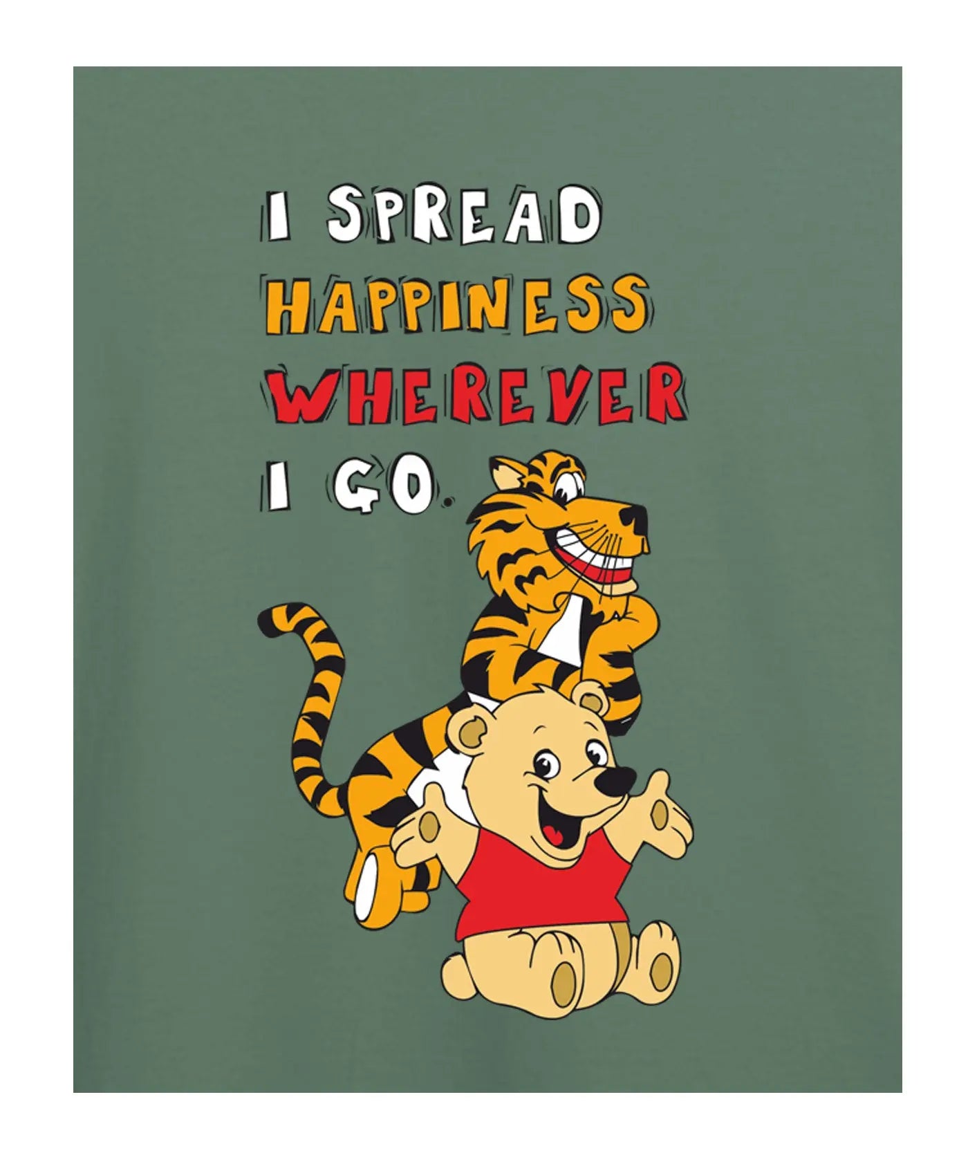 "I Spread Happiness" - Kids Unisex T-Shirt – Premium Round Neck - Basil Green - 100% Cotton Offbeat