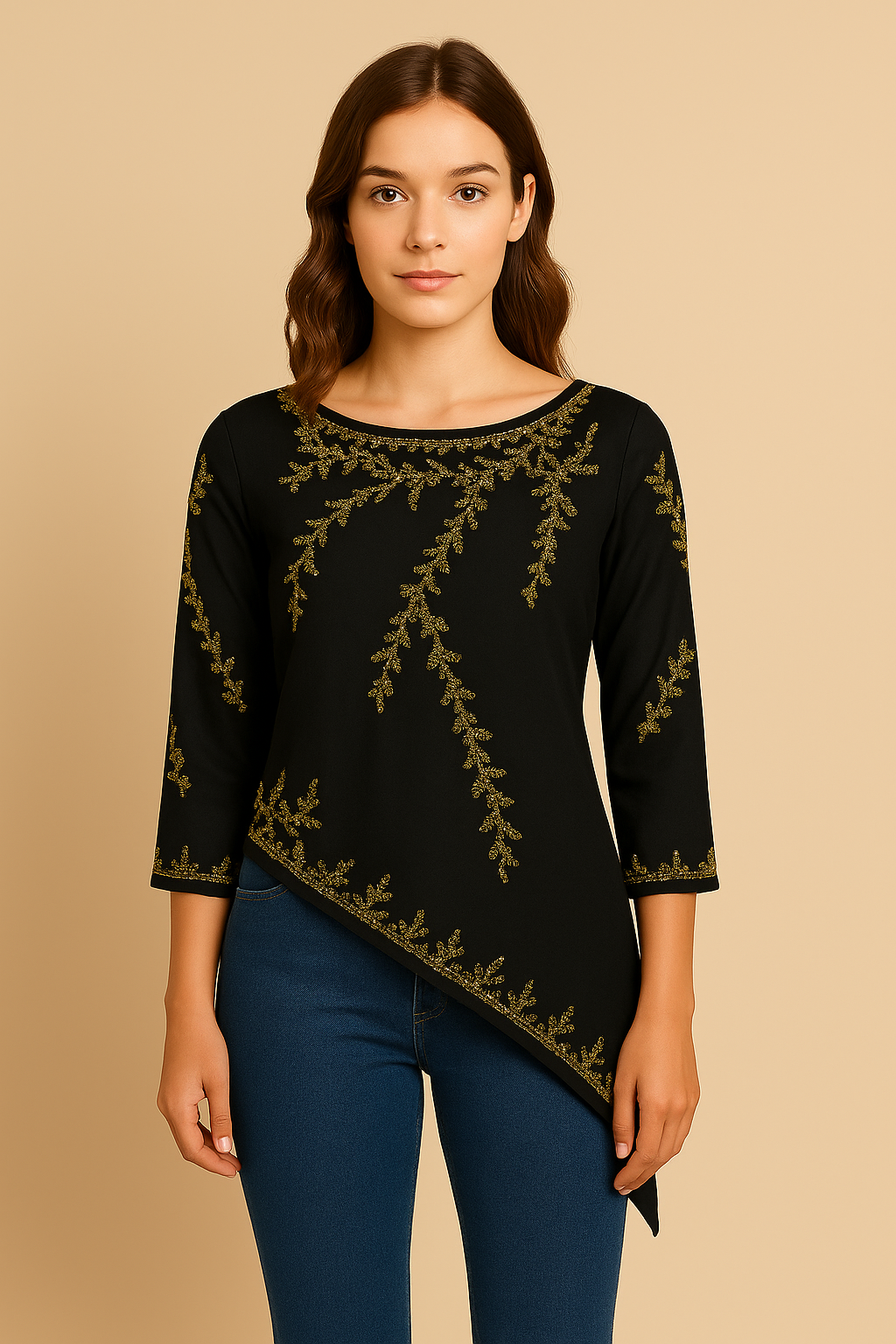 Fuchsia Embellished Georgette Tunic – Asymmetric Partywear by Indigo Ethnics INDIGO ETHNICS