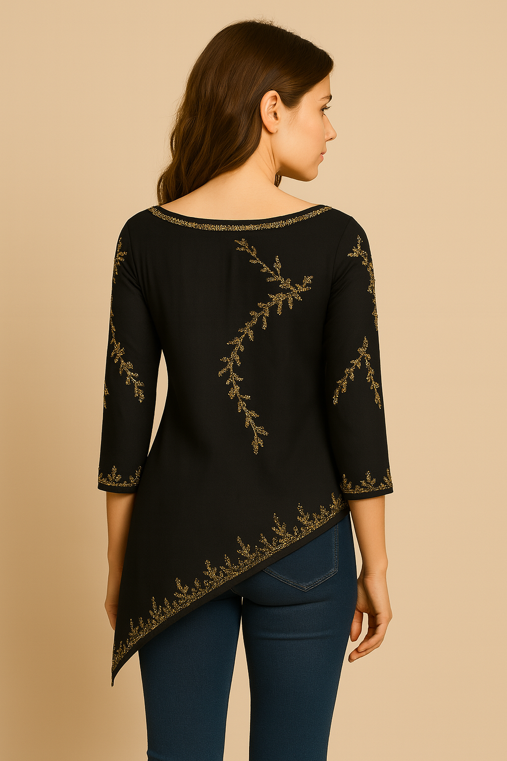 Fuchsia Embellished Georgette Tunic – Asymmetric Partywear by Indigo Ethnics INDIGO ETHNICS