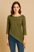 Fuchsia Embellished Georgette Tunic – Asymmetric Partywear by Indigo Ethnics INDIGO ETHNICS