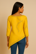 Fuchsia Embellished Georgette Tunic – Asymmetric Partywear by Indigo Ethnics INDIGO ETHNICS