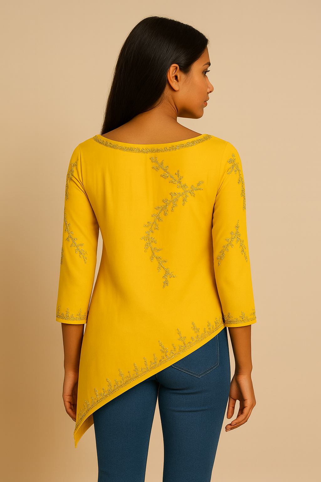 Fuchsia Embellished Georgette Tunic – Asymmetric Partywear by Indigo Ethnics INDIGO ETHNICS