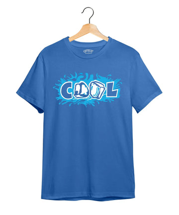 "Ice Cool" Printed T-Shirt – Premium Round Neck - Electric Blue - 100% Cotton Offbeat