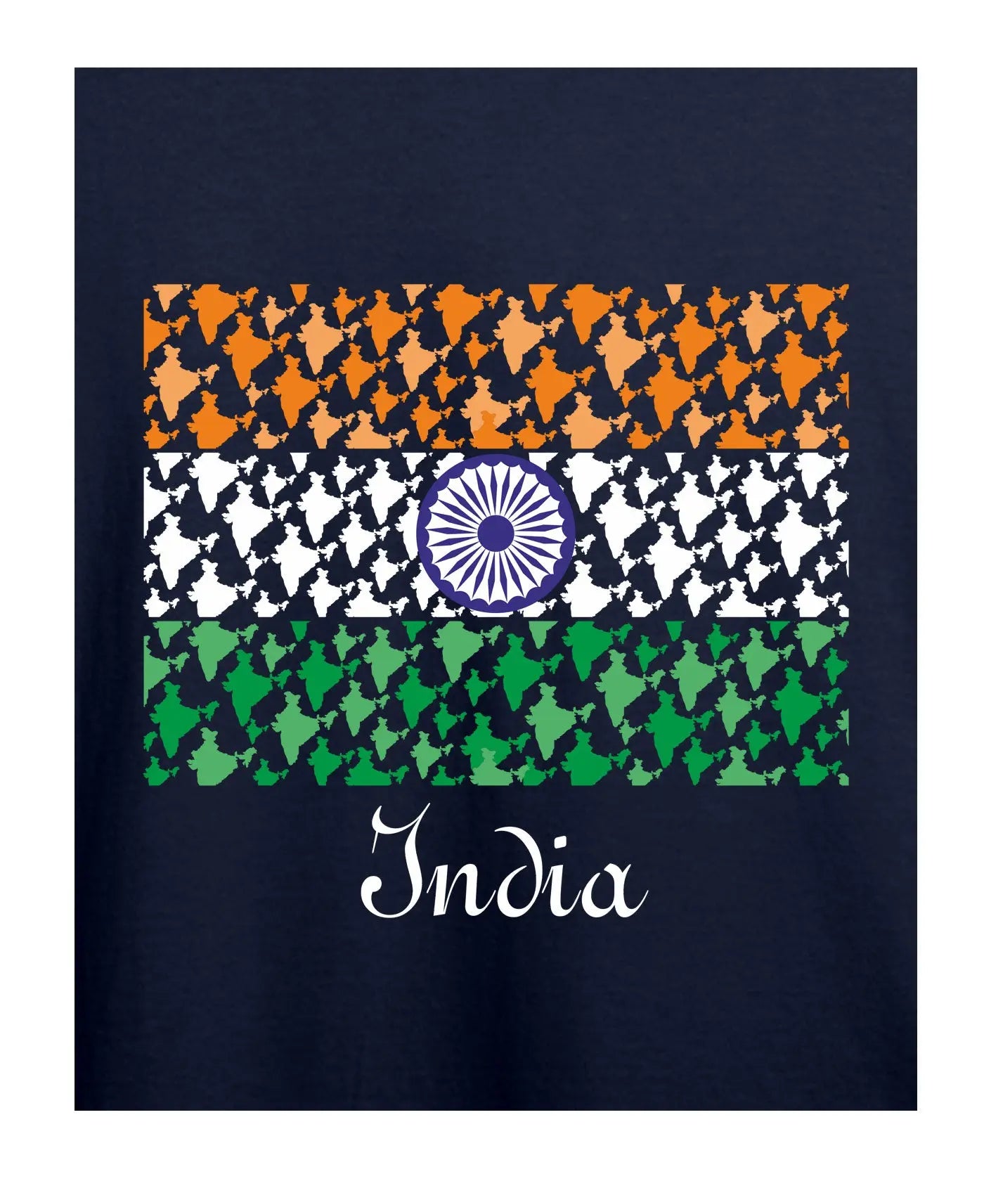 "India Flag" Printed T-Shirt – Premium Round Neck - Navy Blue - 100% Cotton Offbeat