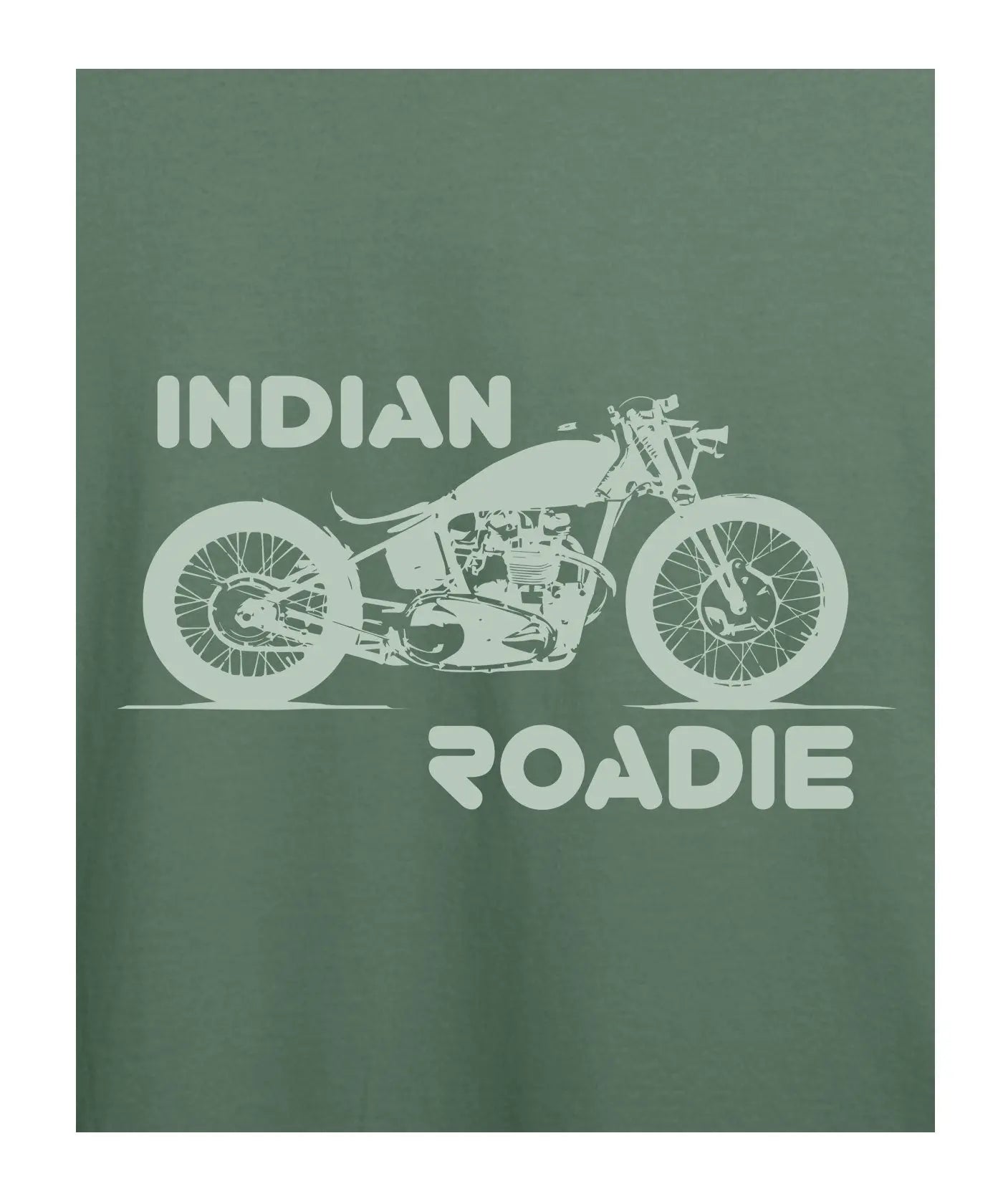 "Indian Roadie" Printed T-Shirt – Premium Round Neck - Basil Green - 100% Cotton Offbeat