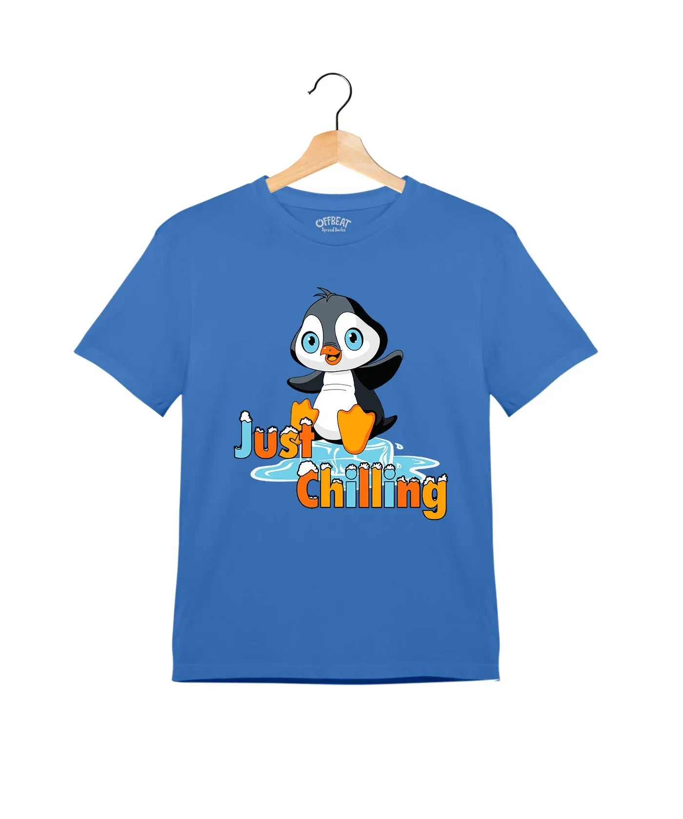 "Just Chilling" - Kids Unisex T-Shirt – Premium Round Neck - Electric Blue - 100% Cotton Offbeat