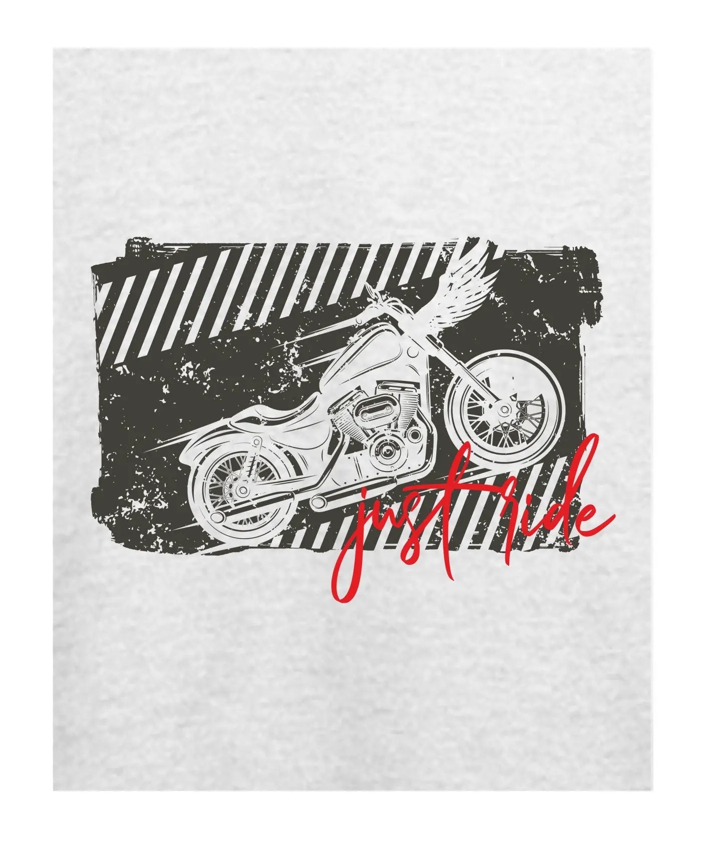 "Just Ride" Printed T-Shirt – Premium Round Neck - White Melange - 100% Cotton Offbeat
